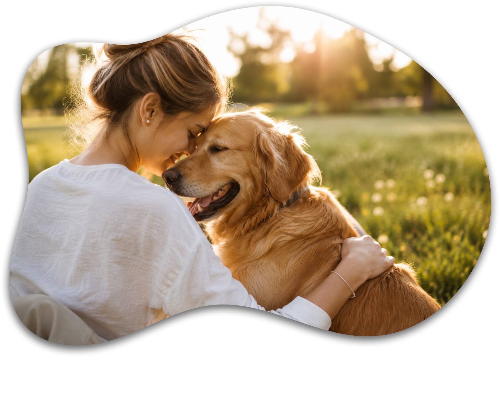 Frau streichelt liebevoll einen Golden Retriever bei Tiertherapie Zietz in Herzberg am Harz