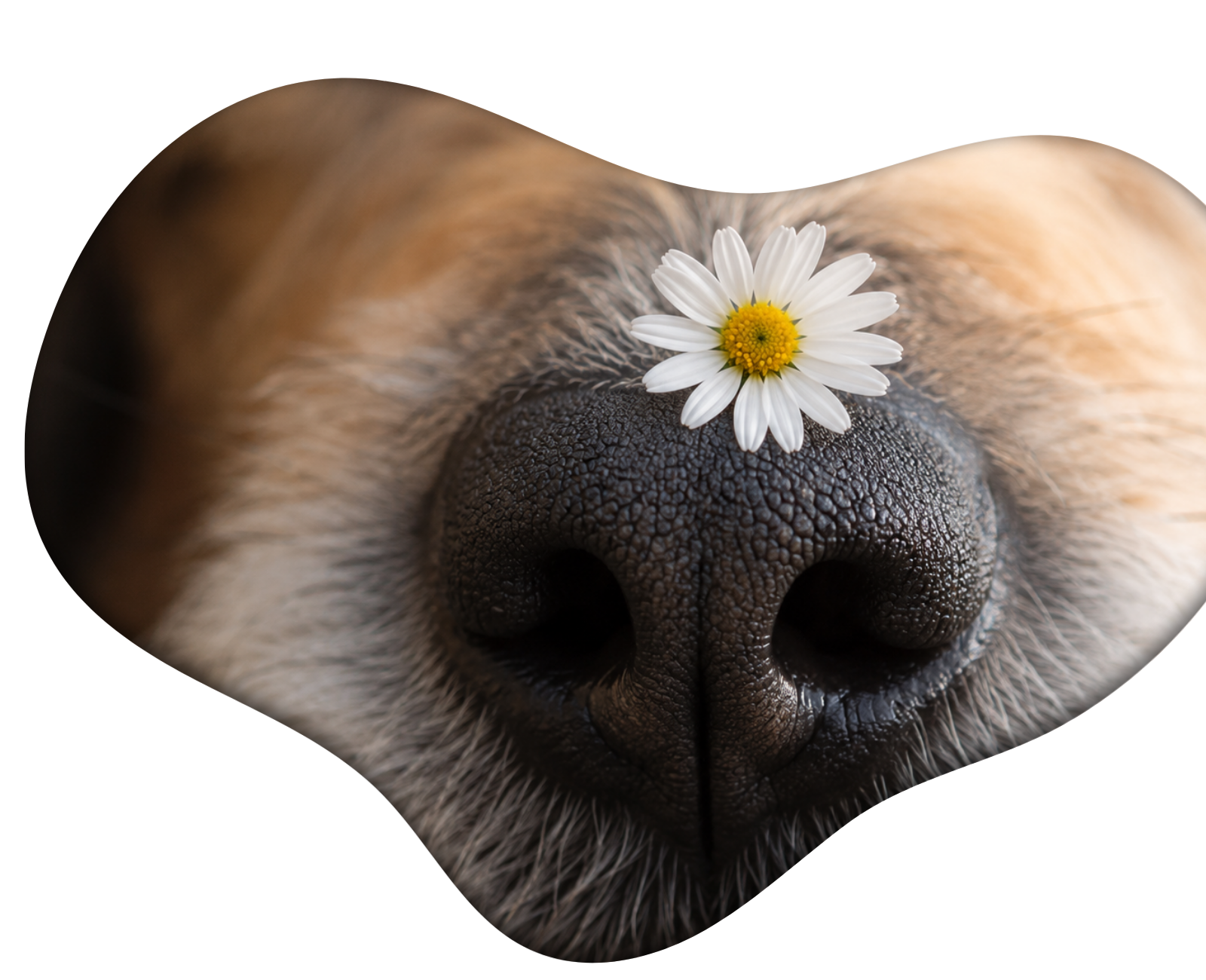 Hundenase mit kleiner Blume als Symbol für Wohlbefinden bei Tiertherapie Zietz in Herzberg am Harz